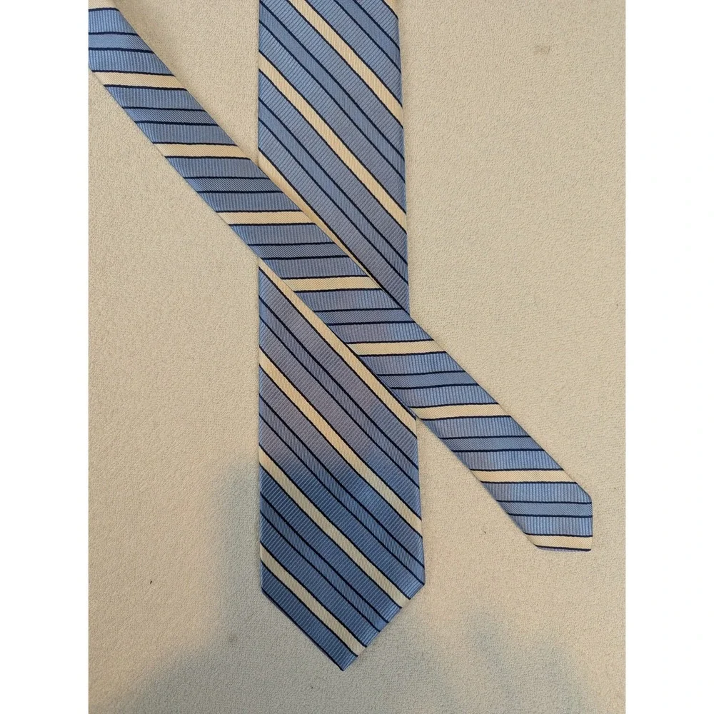 Brooks Brothers 346 Striped Silk Necktie Blue Cream Black Mens‎ Business Formal